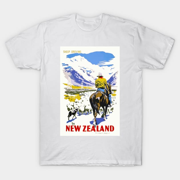 New Zealand Sheep Droving Vintage Poster 1930s T-Shirt by vintagetreasure